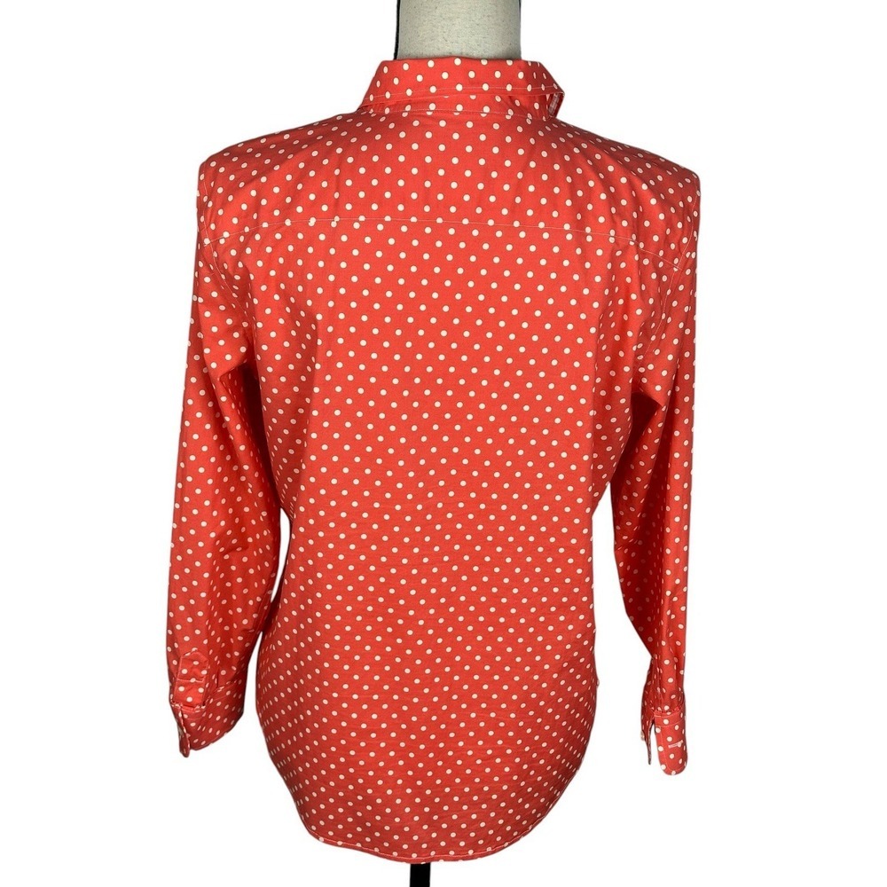 Women's Ralph Lauren Pink White Polka Dot 100% Cotton Blouse Medium - Picture 4 of 13